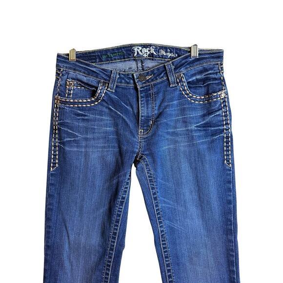 Rock 47 by Wrangler Jeans Womens 30x32 Blue Denim Low Rise Bootcut Western Horse - Picture 4 of 16